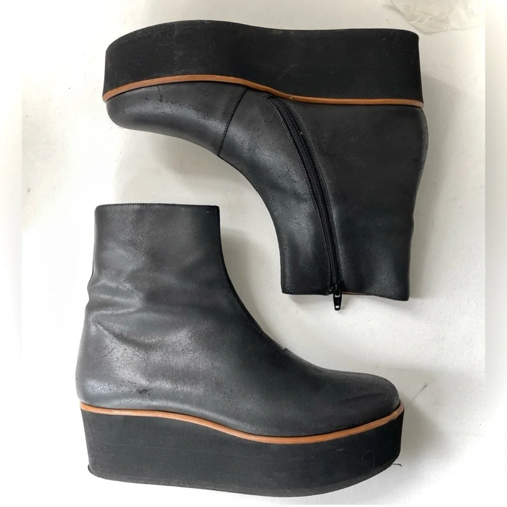 MM6 MAISON MARGIELA | 38.5 / 8 | La Garçonne Waxed Boot Platform Cracked Leather